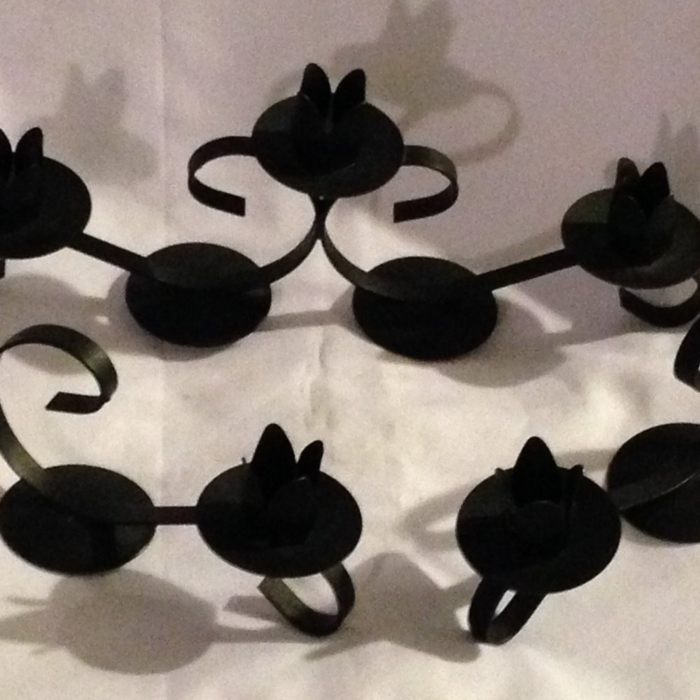 3 Homco Black Wrought Iron Candlestick Holders